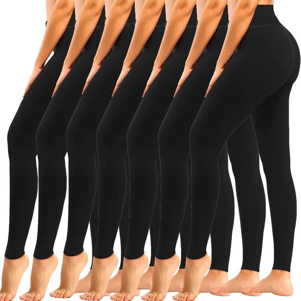 7 Pack High Waisted Leggings for Women Tummy Control Soft Workout Yoga Pants Ful - Picture 1 of 5